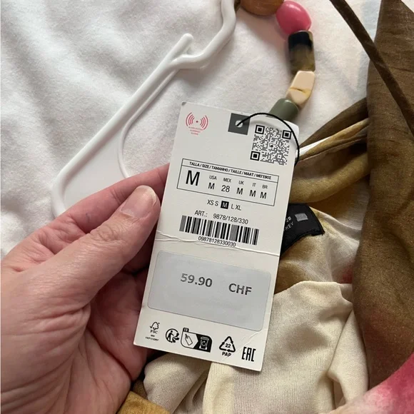 NWT Zara Tie Dye Cowl Neck Maxi Slip Dress Jewel Bead Detailing Medium Green - Picture 7 of 12